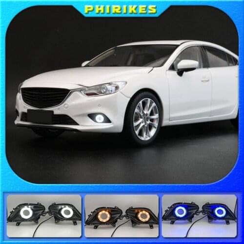 Turning Signal & Dimming style relay 12V LED car DRL daytime running lights with fog lamp hole for Mazda 6 Atenza 2014-2016