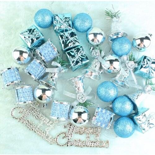 Christmas Tree Decorations Plastic Ball Gift 32 Pieces Per Lot Lake Blue Christmas Bag Pendant Christmas Pendant Ornaments