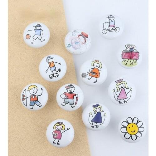 Lovely ceramic handle Painted cabinet door handle Cartoon children room drawer furniture knobs and pulls