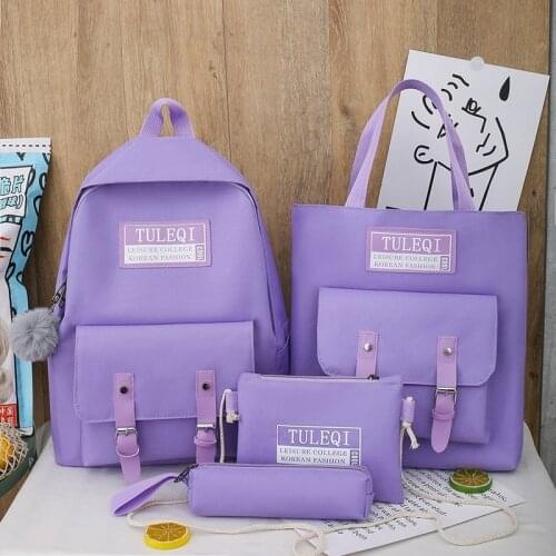 4 piece set Casual Backpacks Cute School Bags For Teenager Girl Women Backpack Fashion Nylon Shoulder Bags For Teenager Mochilas