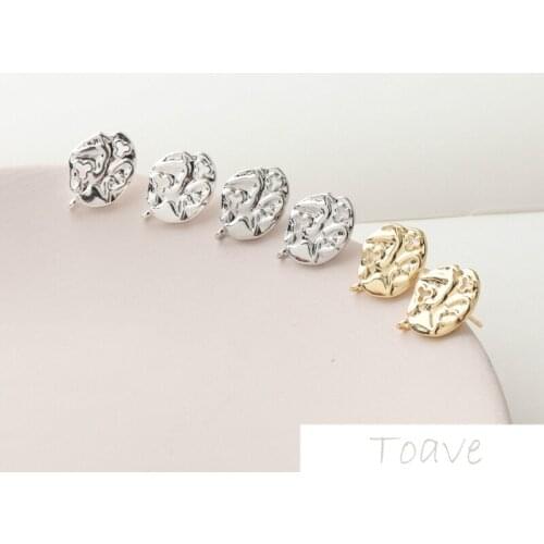 14K Gold Irregular Hollow European and American Silver Needle Ear Stud DIY Ear Stud Handmade Material Accessories 2pcs