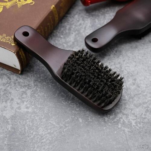 Mustache Brush Skin-friendly Brownish Black Wooden Handle Hair Styling Comb Shaving Tools for Men