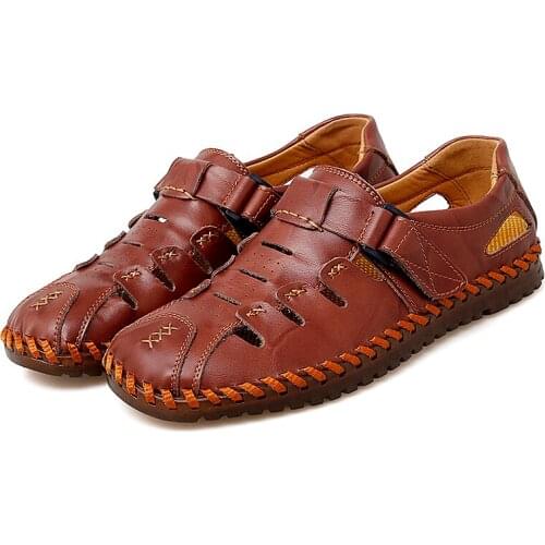 Slippers hiking beach hombre flip sandalias breathable mesh leather homme deportivas massage sandalsslippers casual lightweight