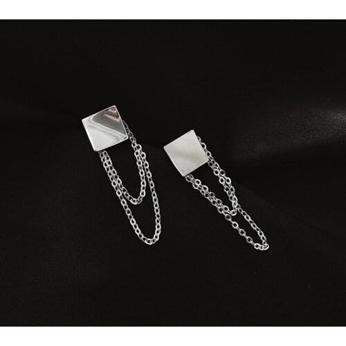 Modern Jewelry 1 PC Tassel Earrings 2021 New Design Silvery Plating Geometric Metal Drop Earrings For Girl Fine Accessories