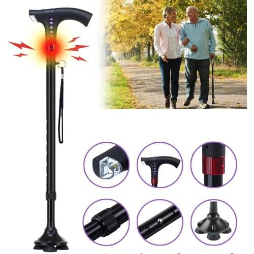 Walking Stick Trekking Pole Aluminum Alloy Auto Alarm Height Adjustable Telescopic Musical Ultra Light Music Electronic Cane