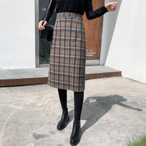 Vintage cotton Pleated Plaid Skirt Women High Waist Plus Size Long Skirt Autumn Winter Harajuku Female Party Skirt Streetwear