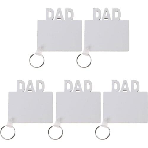 Y1UE 5Pcs Blank Mom Dad Family MDF Keychains Sublimation Heat Transfer Photo Wooden DIY Keychains Keyrings Kit Jewelry Making