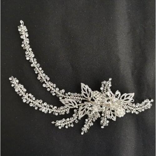 SLBRIDAL Handmade Crystals Rhinestones Flower Wedding Hair Clip Barrettes Bridal Headpiece Hair accessories Women Jewelry