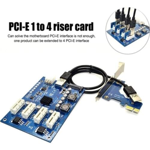 1 Set PCI-E X1 To 4 PIC Express X16 Expansion Kit 1 To 4 Port PCI Express Switch Multiplier PIC HUB 6 Pin Sata USB Riser Card