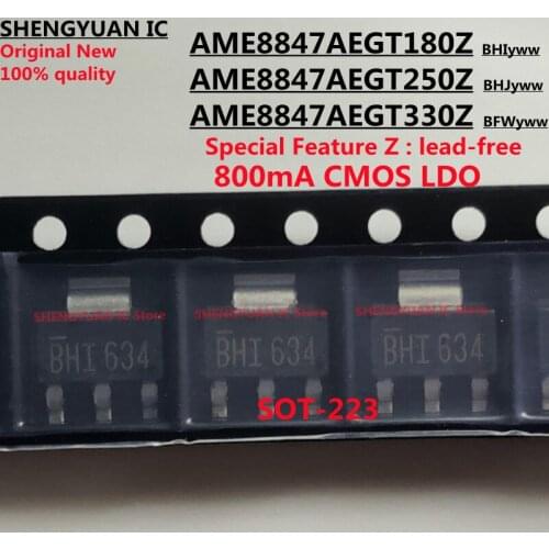 10pcs AME8847AEGT180Z BHI AME8847AEGT250Z BHJ AME8847AEGT330Z BFW SOT-223 AME8847AEGT AME8847 800mA CMOS LDO 100% new