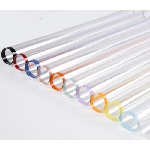 20pcs Flower Wrapping Paper OPP Dustproof Cellophane Transparent Color Border Waterproof Flowers Packaging Materials 58x58cm