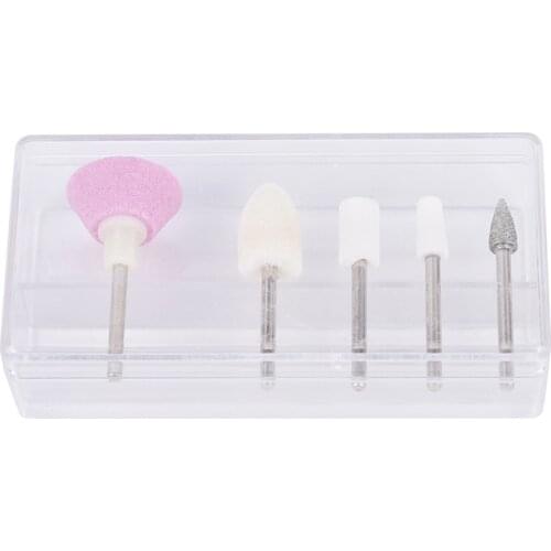5Pcs/set Bit Nail Art Drill Buffer File Polishing Electric Sander Sanding Grinding Head Tip Machine DIY Manicure Polish Tool Set