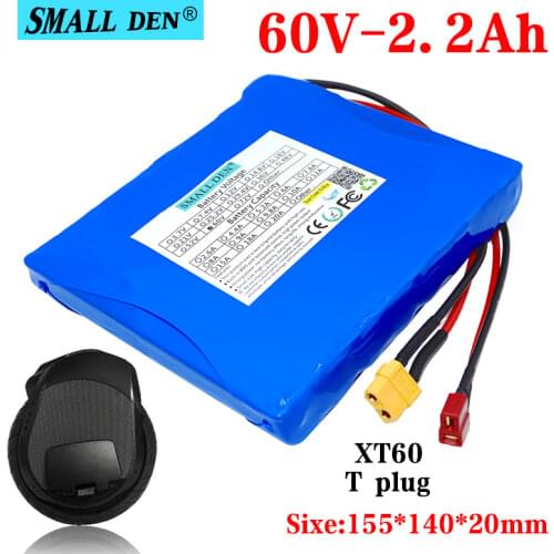 60V 2.2Ah 16S1P lithium ion battery pack balance scooter electric unicycle 2200mAh 18650 rechargeable battery 132WH with BMS