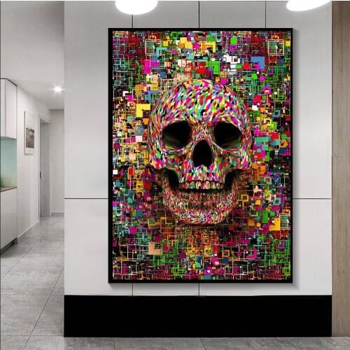 Abstract Painting Graffiti Skull Flower Picture Poster Wall Painting Decoration Home Art Wall Painting Decoration Poster Print