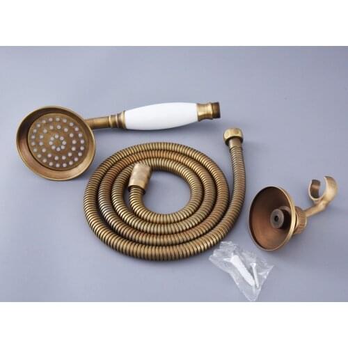 Antique Brass Handheld Shower Telephone Style Bathroom Hand Shower Head Spray ​With 1.5m Hose & Wall Bracket Lhh114