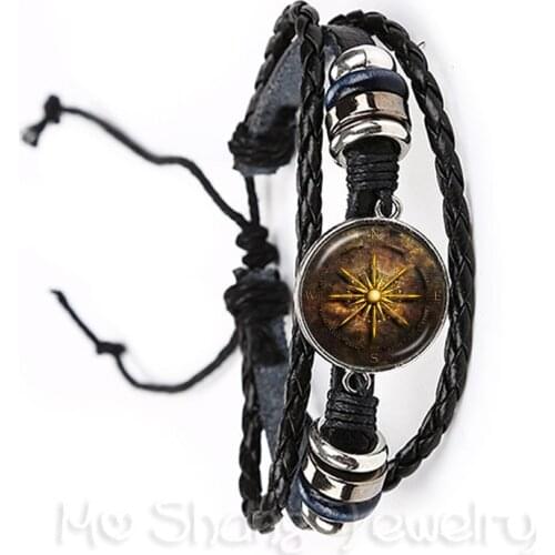 Compass Bracelet Vintage Nautical Style Old World Sailing Charm For Nautical Leather Bracelet Birthday Anniversaries Gift