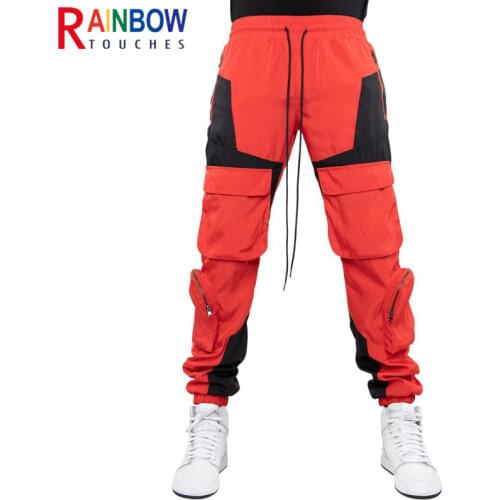 Rainbowtouches Men New Banded Sports Pants Multi Pocket Splicing And Color Matching Micro Elastic Cargo Pants Superior Quality