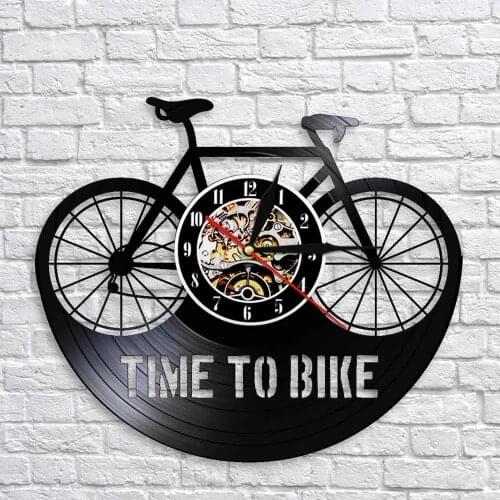 Time To Bike Bikers Inspiration Quote Home Decor Mountain Bike Wall Clock Old Time Bicycle Cyclist Retro Vinyl Record Wall Clock