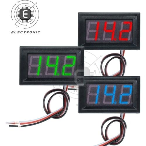 3 Wire 0.56" LED Digital Voltmeter Voltage Meter Car Motorcycle Volt Tester Detector DC12/24/30V Capacity Monitor Red Green Blue