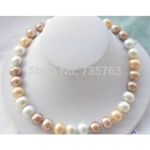 HOT 0014568 17" 16mm multicolor egg SOUTH SEA SHELL PEARL NECKLACE