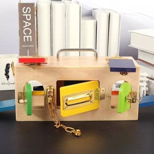 Montessori Toys For Kids Diy Colorful Lock Box Wooden Early Educational Baby Sensory Preschool Training Game Children Gift Toy