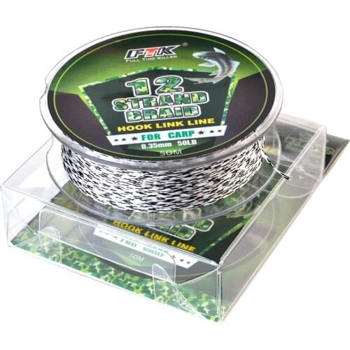 50M 12 Strands Hook Link Line Multifilament Braided Fishing Line 30LB-50LB PE Fishing Rope Supper Strong Saltwater For Carp