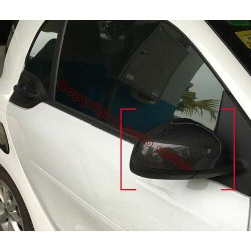 Carbon fiber Style Car Side Mirror Trim Rear View Cap Overlay Molding Garnish For Mercedes Benz Smart Fortwo 2015 2016