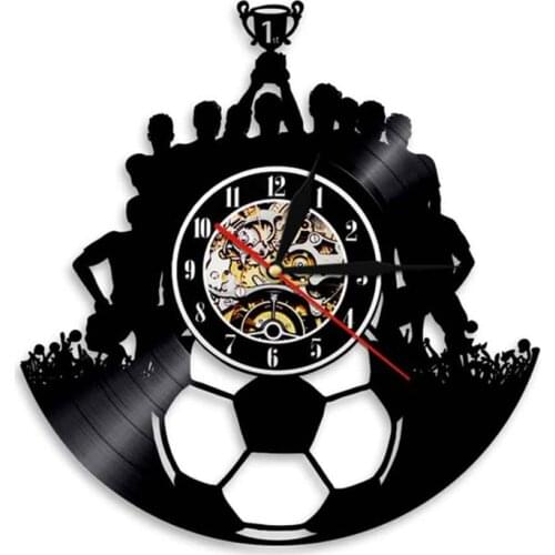 Football Vinyl Record Wall Clock Soccer Team Wall Lamp Soccer Team Champion Mood Lighting Wall Hanging Watch Triumph Souvenir