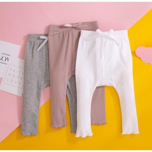 2021 New Baby Girls Boys Leggings Solid Color Trousers Toddler Clothing Koreab Style Infant Girl Cotton Soft Leggings Pants
