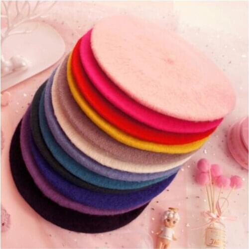 New arrival Fashion women solid basic hairy Wool felt Berets ladys winter keep warm Beret Hat young girls elegant Hats