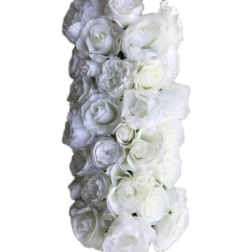 WHITE Artificial silk peony rose hydrangea flower runner wedding decoration flower wall backdrop decoration 10pcs/lot TONGFENG