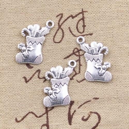20pcs Charms Christmas Stocking 20x18mm Antique Silver Color Plated Pendants Making DIY Handmade Tibetan Silver Color Jewelry