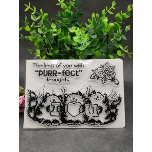 I love u cat Clear Silicone Rubber Stamp for DIY scrapbooking/photo album Decorative craft A08
