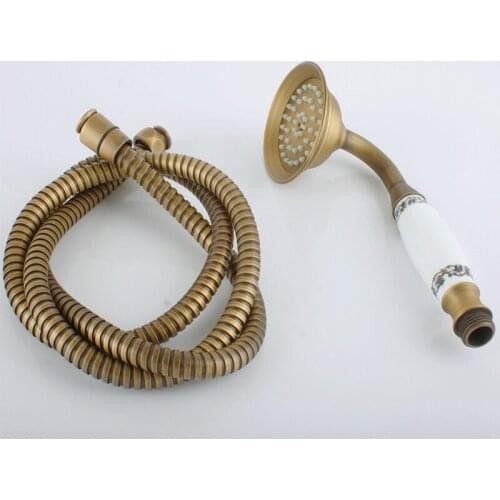 Antique Brass Handheld Shower Telephone Style Bathroom Hand Shower Head Spray Water Saving With 1.5m Hose