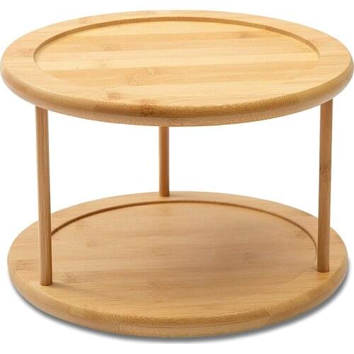 2 Tier Turntable Cabinet Organizer Spice Rack Removable Spinning Tray Organizer for Kitchen Cabinet 360 Degree