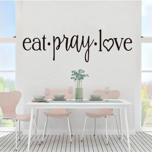 Modern Eat Pray Love Heart Wall Sticker Kitchen Dinning Room Pray Bible Verse Family Quote Wall Decal Resturant Vinyl Decor