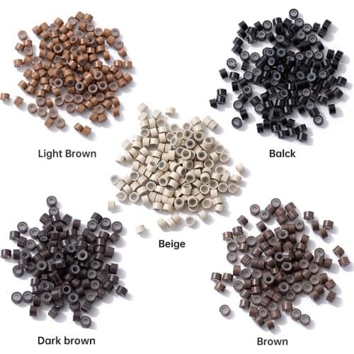 JGMI 500pcs/lot 5.0*3.0*3.0mm Micro Silicone Lined Rings Links Beads MICRO Tube Ring Link Crimp Beads Hair Extensions Tools