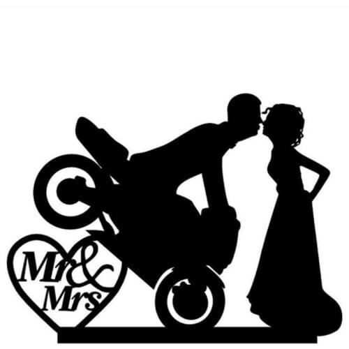 Bride&Groom Custom Cool Motorcycle Wedding Cake Topper, Anniversary Cake Design, Cake Toppers Wedding Decoration Party Gift