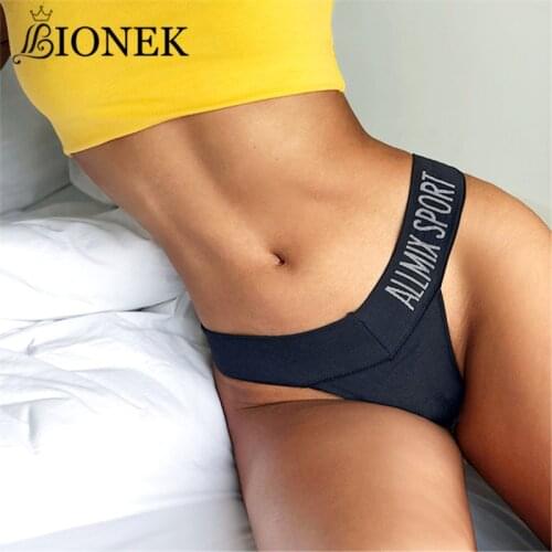 BIONEK Sexy Womens Letter G-string Underwear Seamless Cotton Panties Female T-String Soft Lady Lingerie Sport Underpants