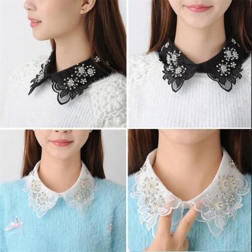 Embroidered Shirt Fake Collar Eugen yarn new sweater Original fashion girl Shirt Lace Korea Ladies Black White Detachable collar