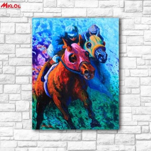 Wall Art Fierce horse race Canvas Print Painted Oil Painting Home Decor Picture For Bedroom Or Living room No frame
