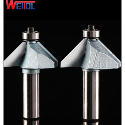 Weitol 1pcs 1/4 or 1/2 inch carbide tipped 45 degree chamfer bit with bearing TCT router bit wood carving tools