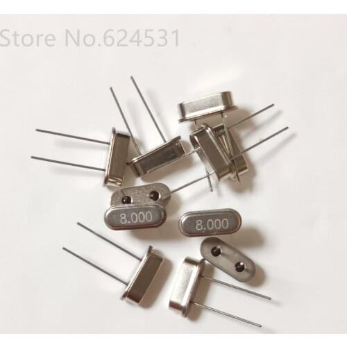 10pcs 49S 2-pin in-line passive quartz crystal crystal resonator 8MHZ 8.000MHZ 8M