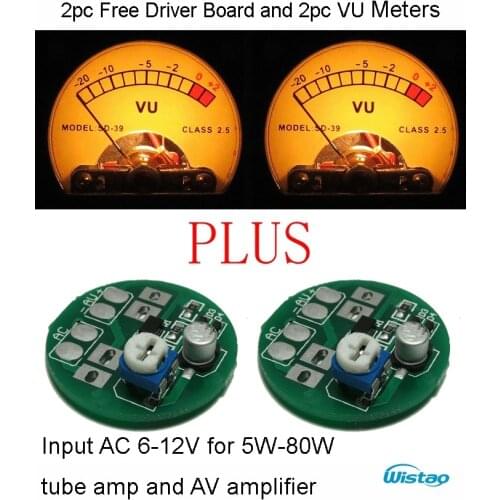 2pc Free Driver Board & 2pc V-U Meters Kit Input AC6-12V Warm Backlit Sound Level Meter 34mm Amp Accessories DIY Free Shipping