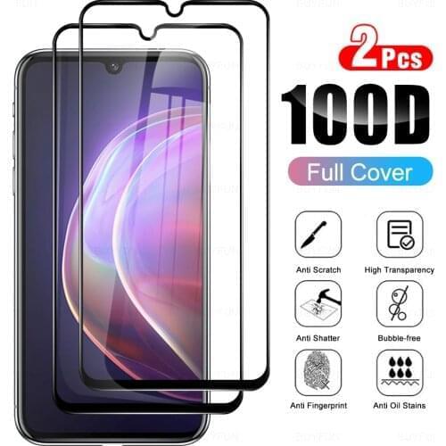 2Pieces For Vivo V21 V v 21 5G/4G 5g Tempered Glass Transparent Smartphone HD Safety Screen Protector Full Cover Protective Film