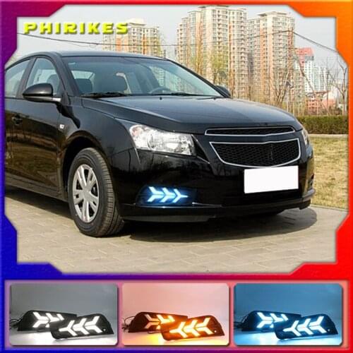 2PCS LED for chevrolet cruze 2009 2010 2011 2012 2013 2014 DRL Daytime Running Light Daylight with turn signal lamp
