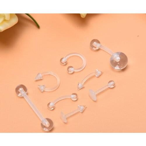 8PCS/lot Transparent Soft Belly Piercing Navel Nose Rings Earring Lip Invisible Tongues Body Piercing Sexy Jewelry