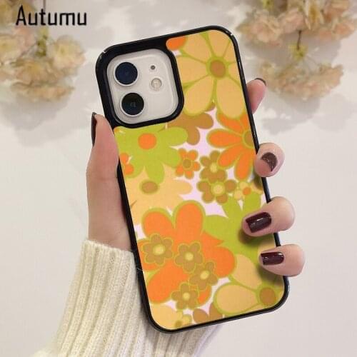 Phone Case for iPhone 12 mini X XS XR 11 Pro Max SE 2020 5 6S 7 8 Plus Samsung S9 S10 S20 Eco Friendly Retro 60s Flowers Cover