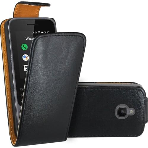 Black Premium Leather Flip Book Case Cover Funda Coque For Nokia 6300 4G