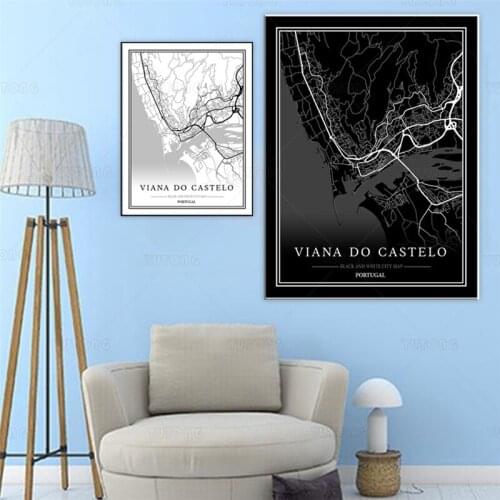 Black and White Canvas Painting World City Landscape viana do castelo Poster Prints Nordic Style Wall Art Picture Home Decor